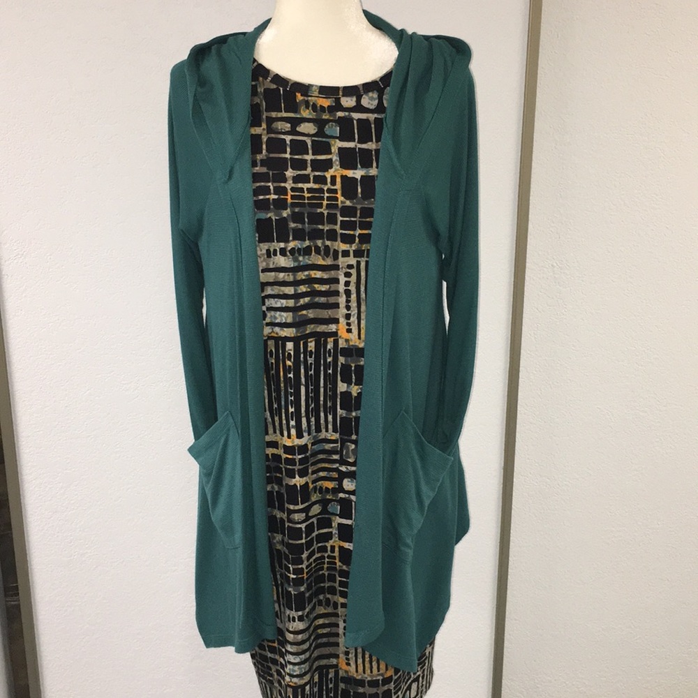 Teal hooded cardigan